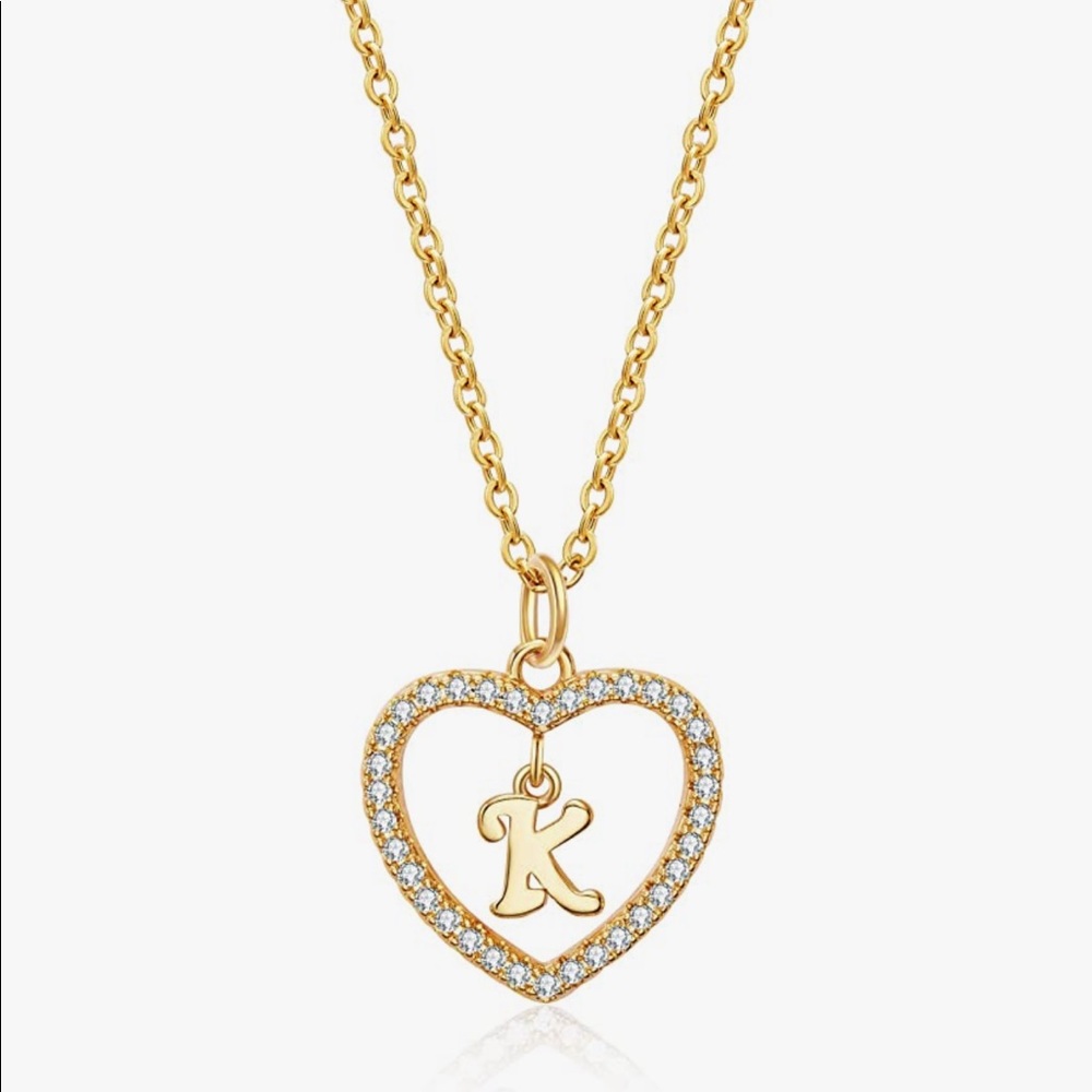 HolyFast Initial K Heart Necklace Heart Letter